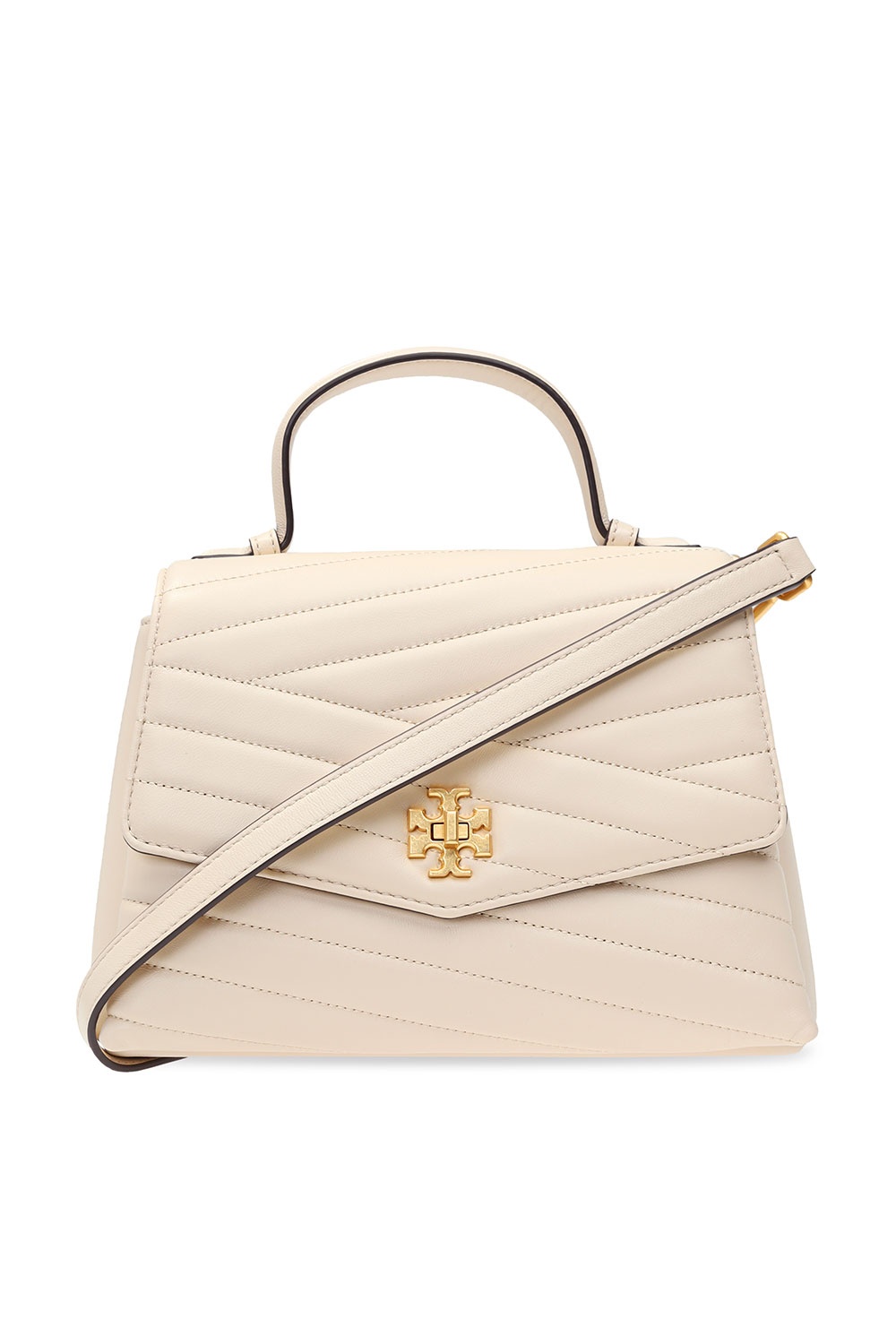 Cream Kira shoulder bag Tory Burch SchaferandweinerShops Italy karl lagerfeld quilted stud camera bag